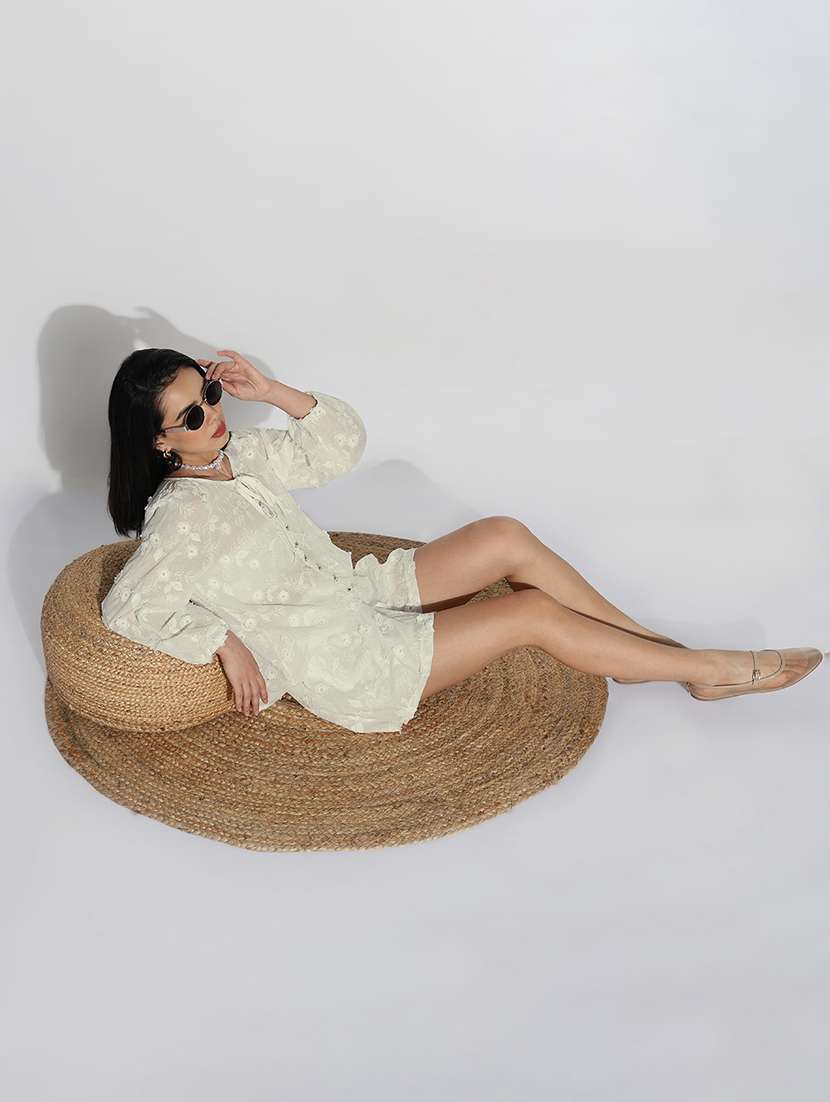 women embroidered top and shorts co-ord set - 21843078 -  Standard Image - 6