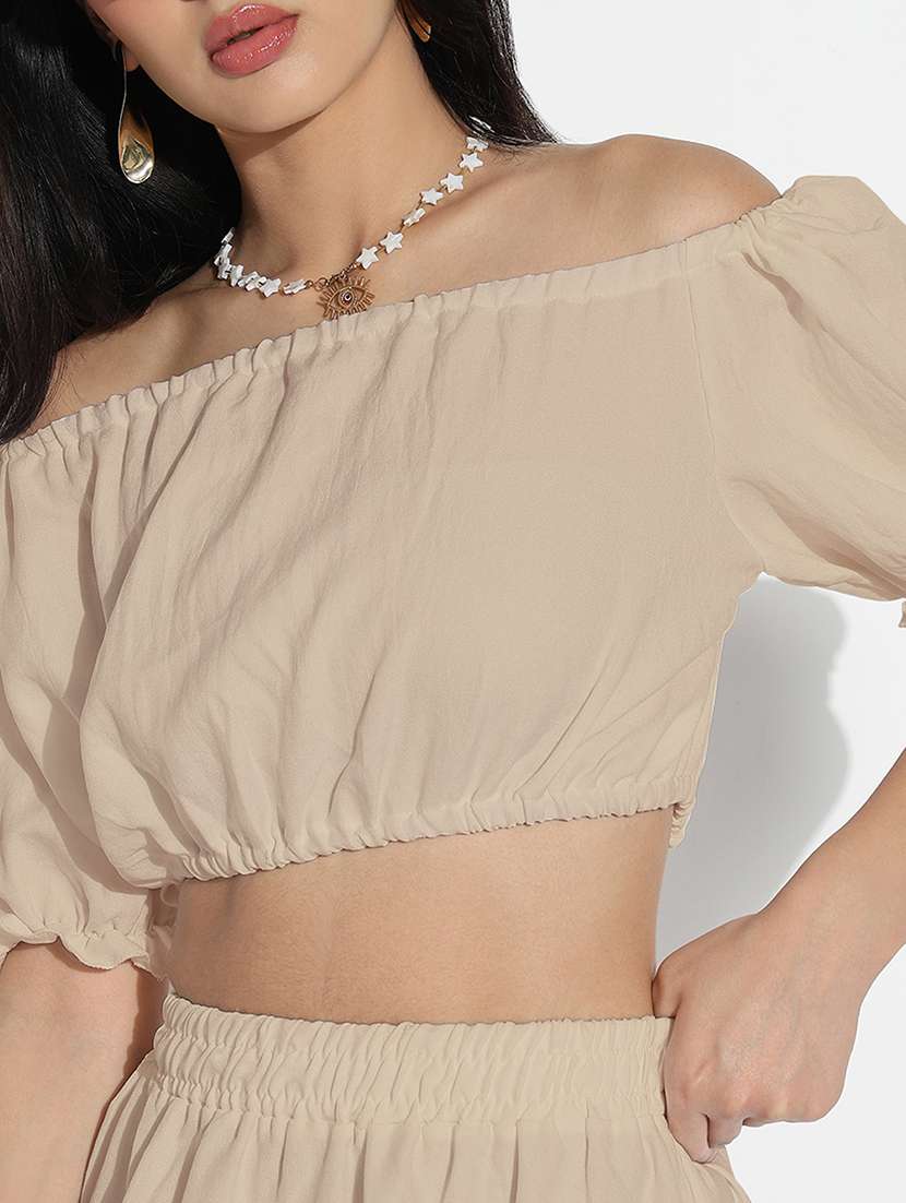 women solid off shoulder top and skirt co-ord set  - 21843082 -  Standard Image - 4