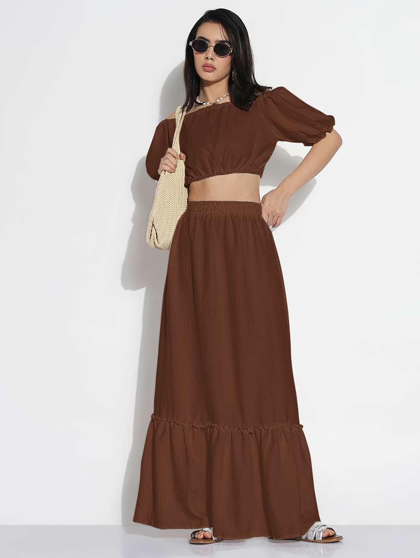 women solidoff shoulder top and skirt co-ord set  - 21843083 -  Standard Image - 6