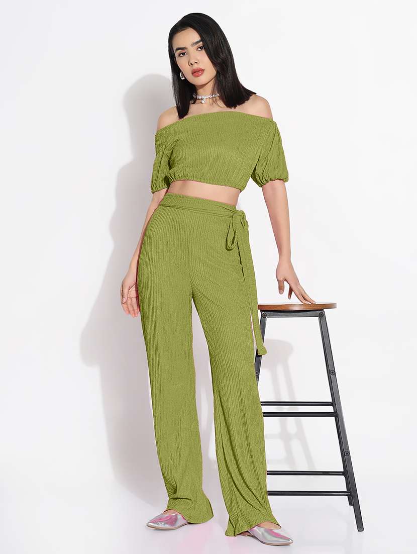 women solid top and trouser co-ord set 