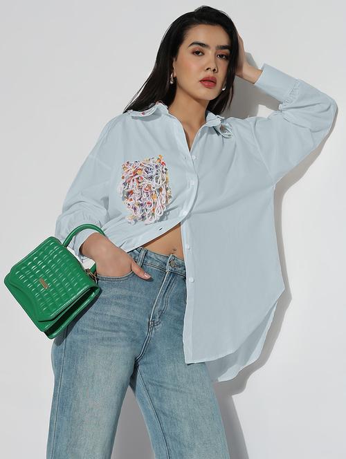 women collared long sleeves oversized shirt - 21843090 -  Standard Image - 0