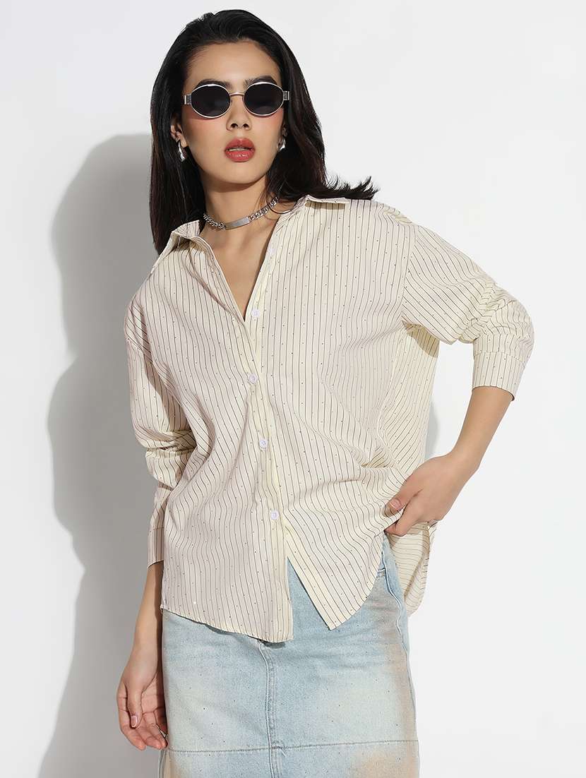 women collared long sleeves oversized shirt