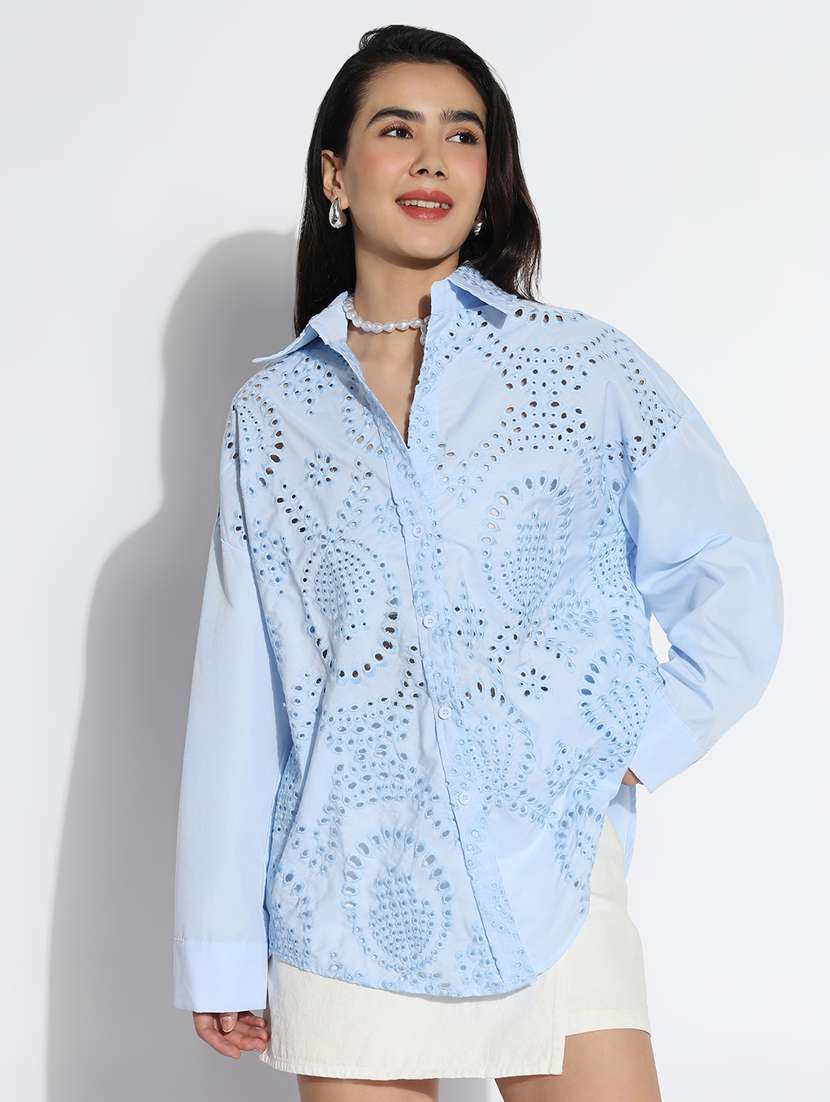 blue cotton regular shirt