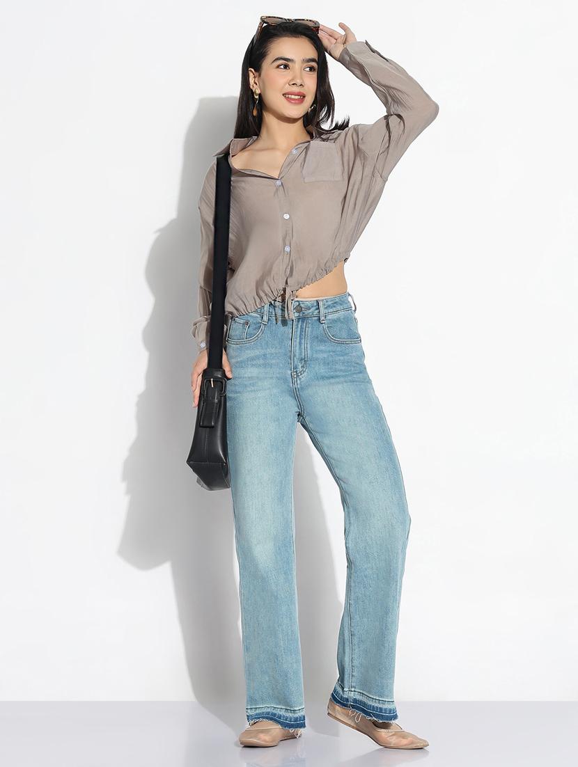 grey chiffon regular shirt - 21843096 - Standard Image - 4