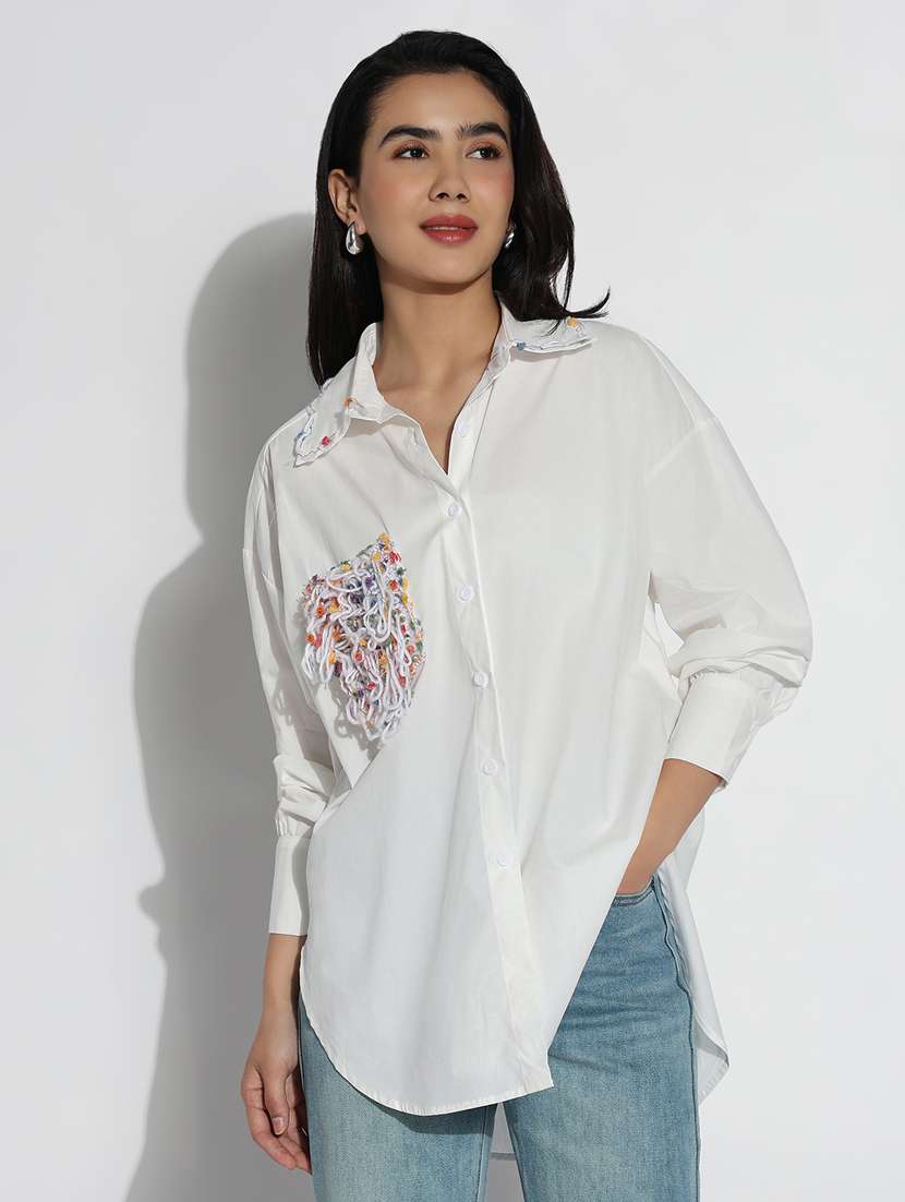 white cotton regular shirt