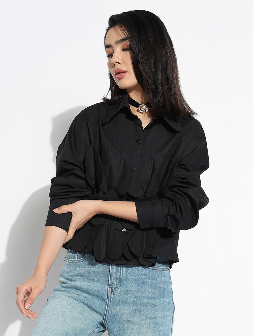 black cotton regular shirt - 21843105 -  Standard Image - 1
