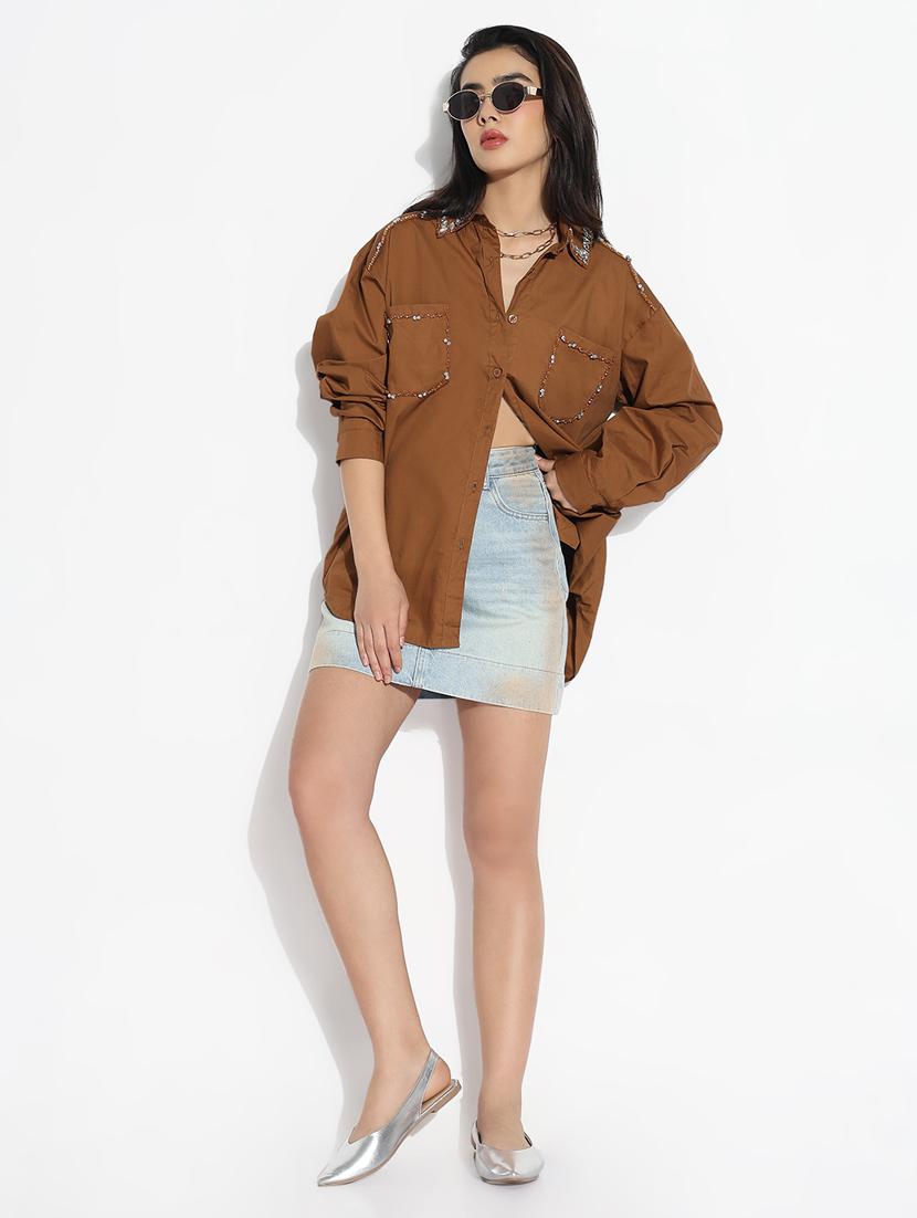brown cotton regular shirt - 21843107 - Standard Image - 4