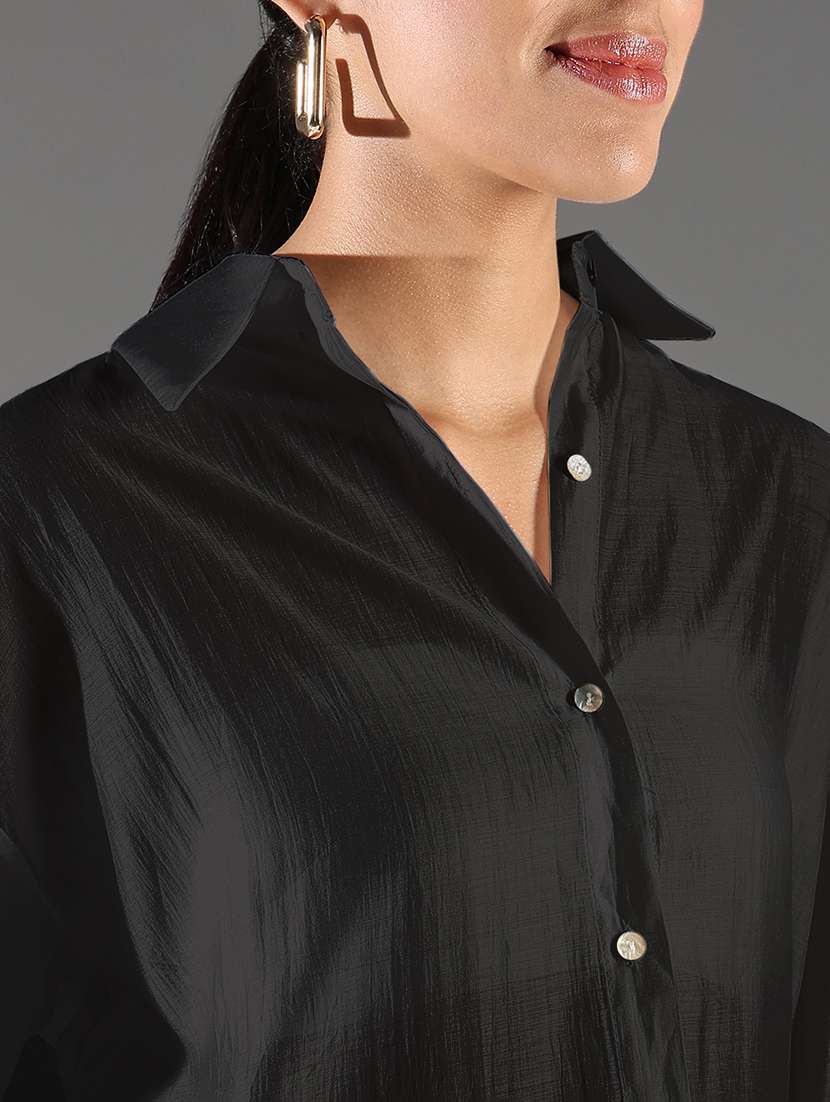 women collared long sleeves high-low shirt - 21843113 -  Standard Image - 4