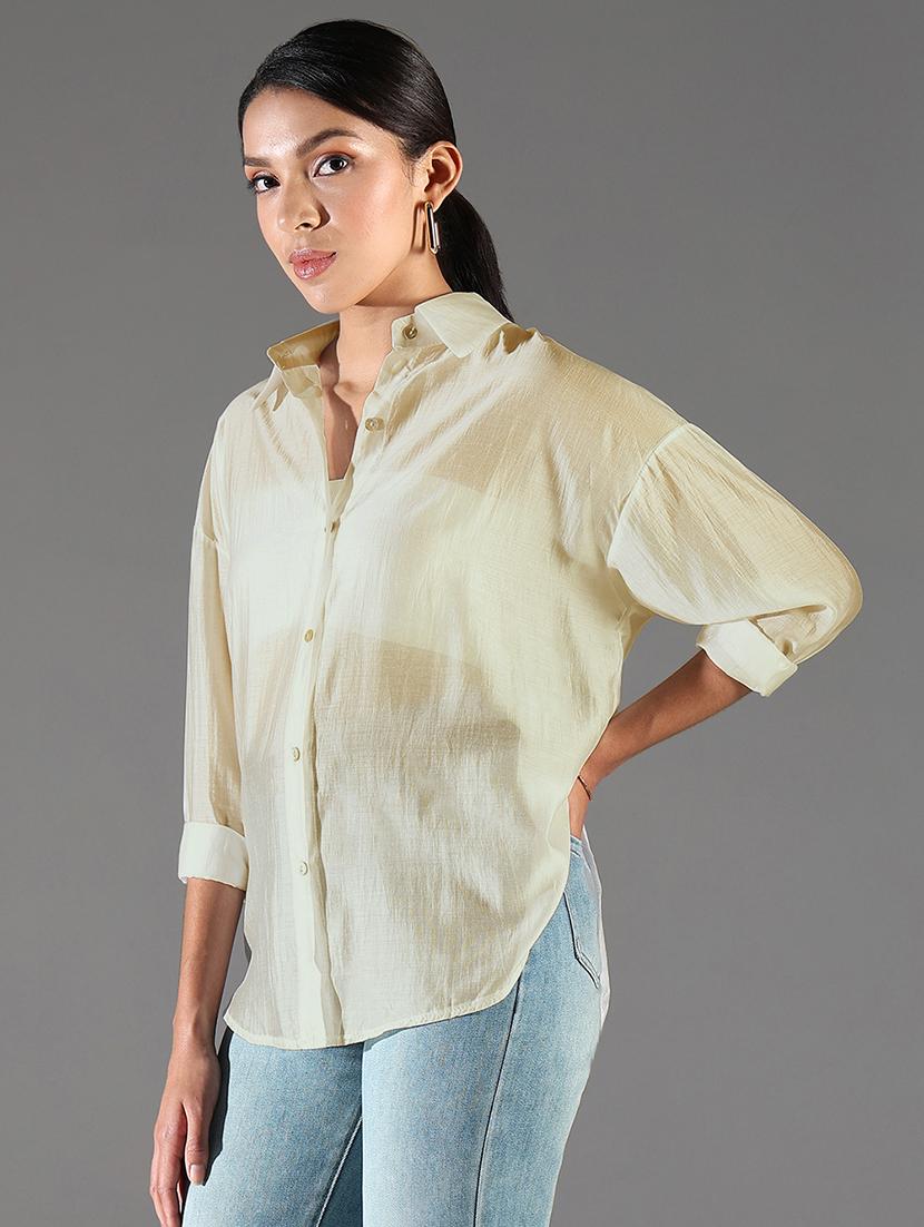 women collared long sleeves high-low shirt - 21843115 - Standard Image - 1