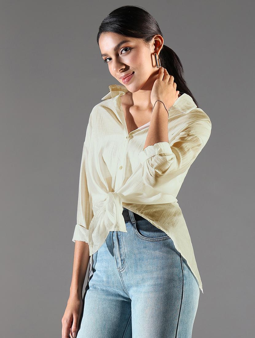 women collared long sleeves high-low shirt - 21843115 - Standard Image - 4