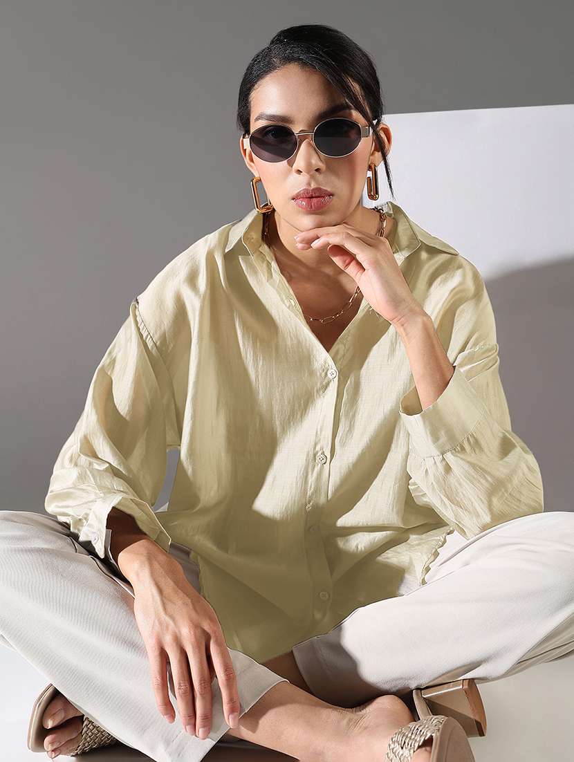 women collared long sleeves oversized shirt - 21843117 -  Standard Image - 4
