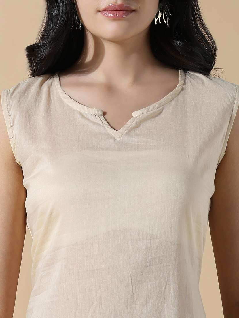 women beige embroidered long sleeve anarkali kurta - 21843134 -  Standard Image - 6