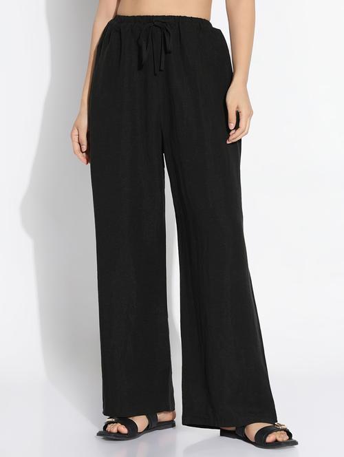 black cotton trousers - 21843147 - Standard Image - 0