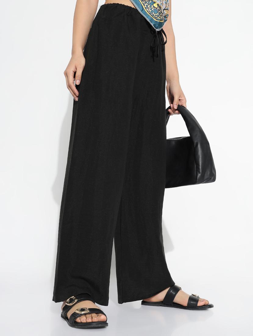 black cotton trousers - 21843147 - Standard Image - 1