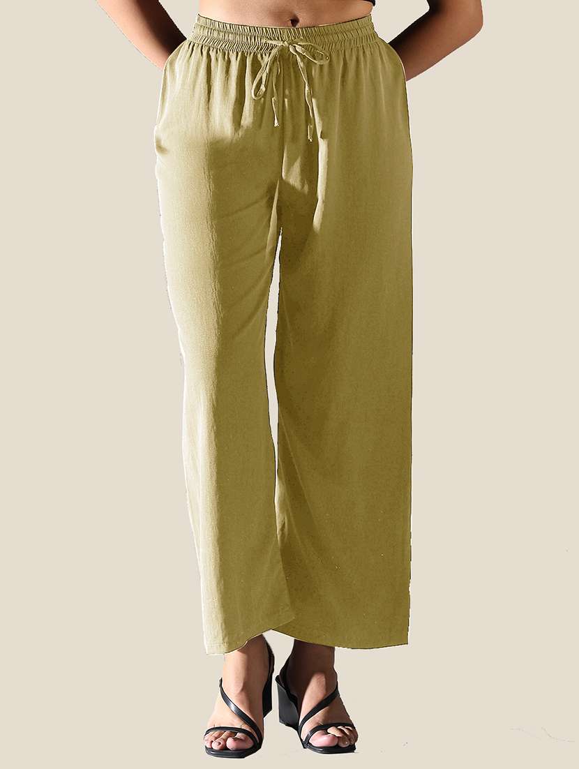 women solid mid rise straight trouser - 21843150 -  Standard Image - 1