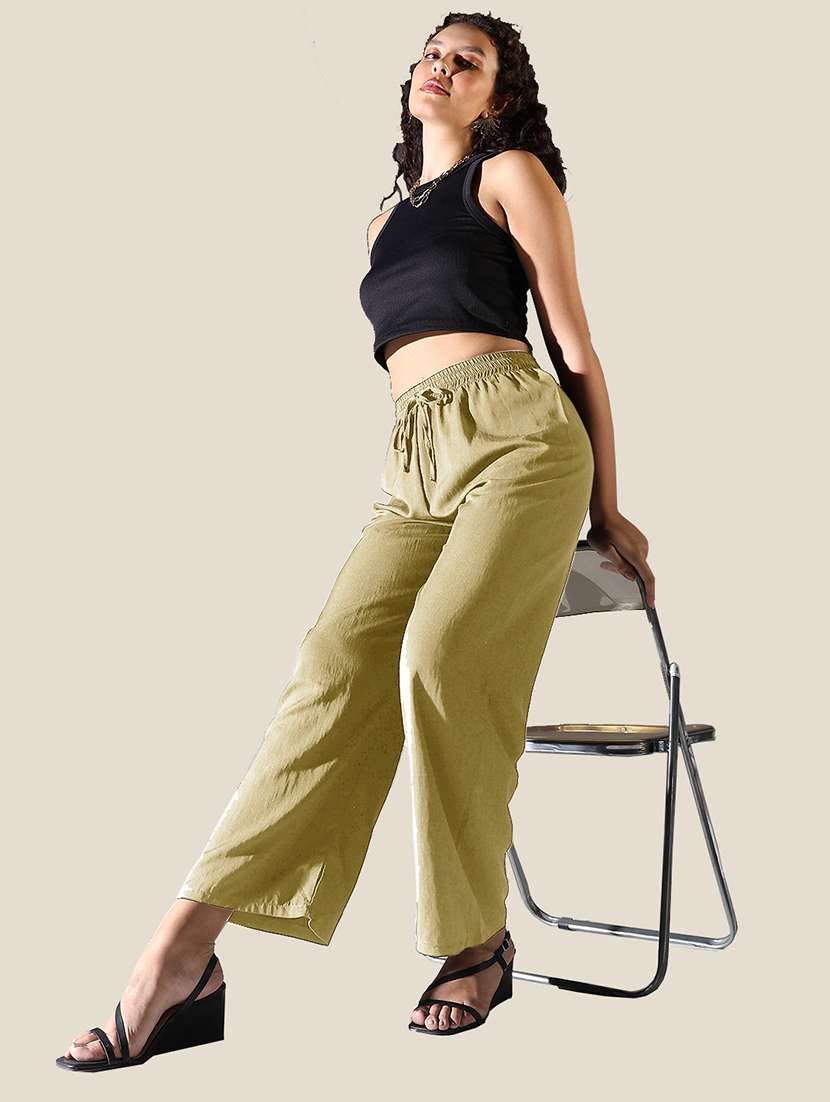 women solid mid rise straight trouser - 21843150 -  Standard Image - 4