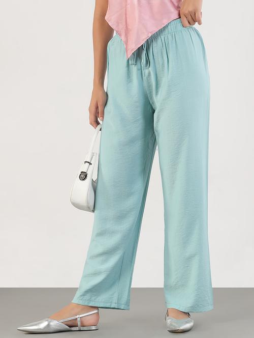 women solid high rise straight trouser - 21843152 -  Standard Image - 0