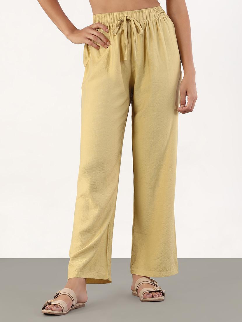 women solid mid rise straight trouser - 21843153 - Standard Image - 1