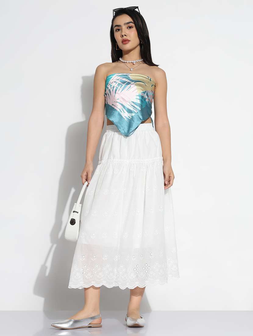 women solid high rise tiered skirt - 21843157 -  Standard Image - 4