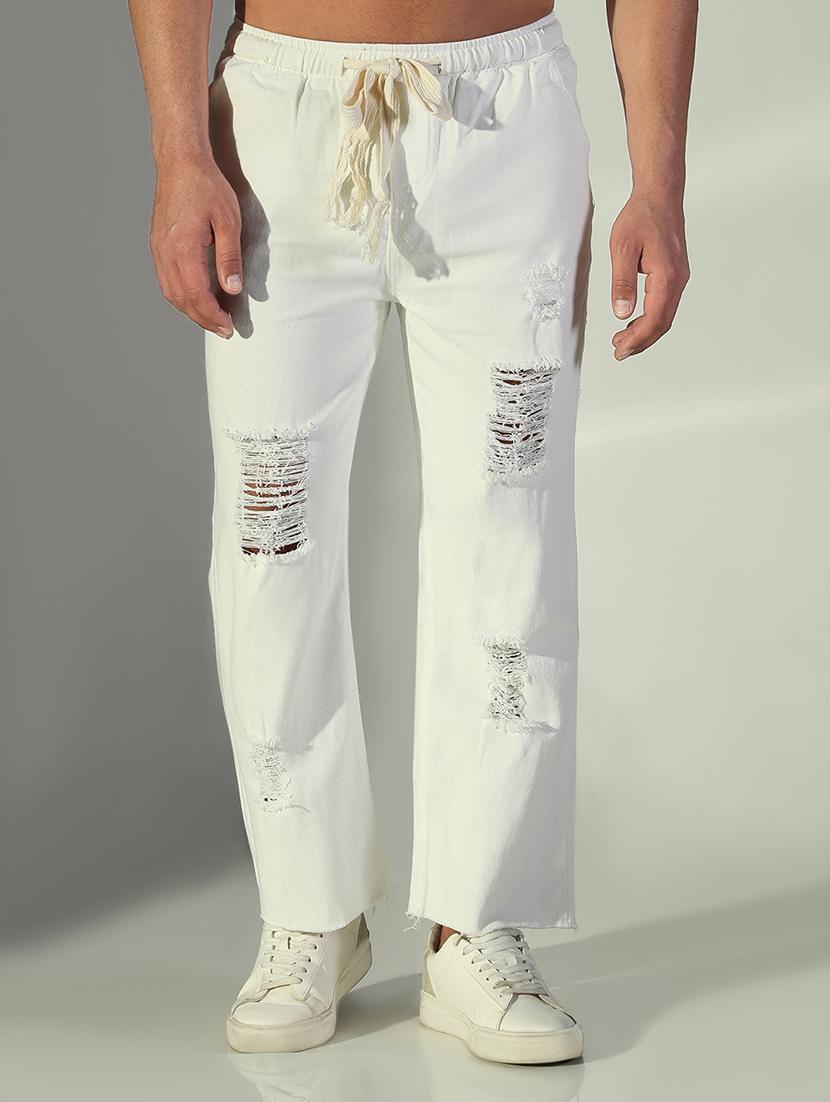 men white distress mid rise ankle length jean - 21843166 -  Standard Image - 1