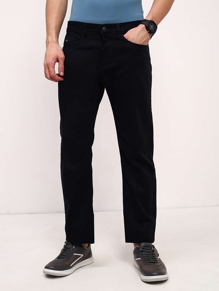 men black plain mid rise ankle length jean - 21843167 -  Standard Image - 1