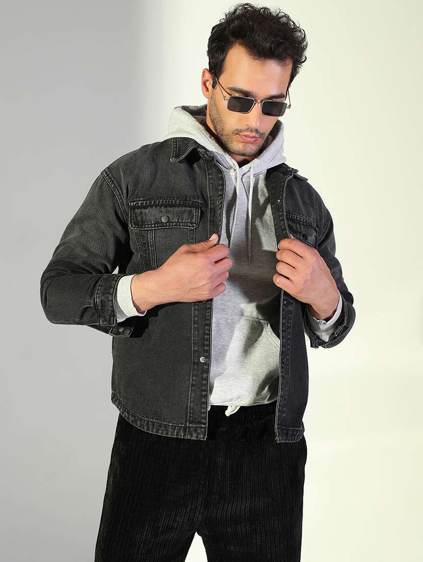 men black long sleeve denim jacket