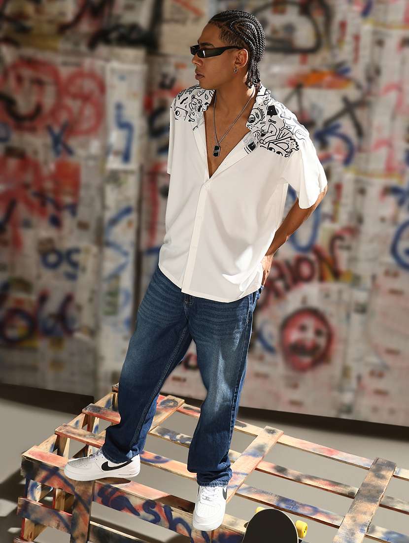 men white short sleeve oversized casual shirt - 21843174 -  Standard Image - 6