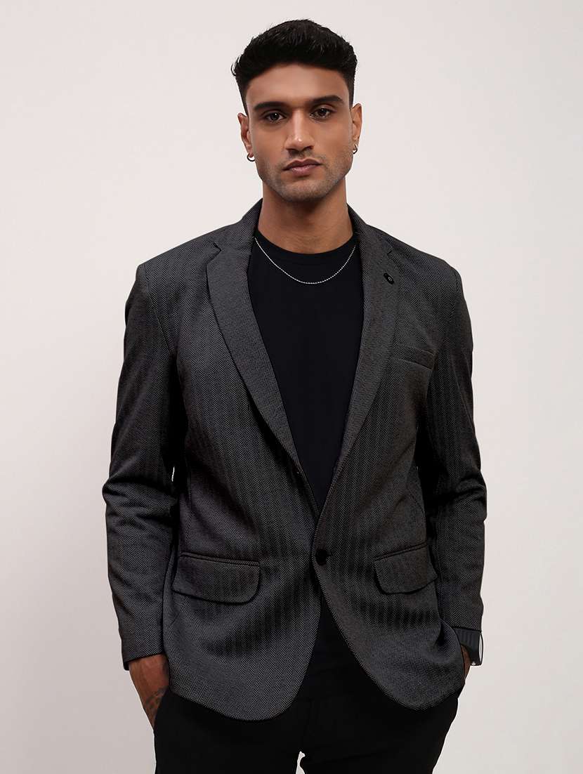 men lapel collar single breasted casual blazer - 21843175 -  Standard Image - 1