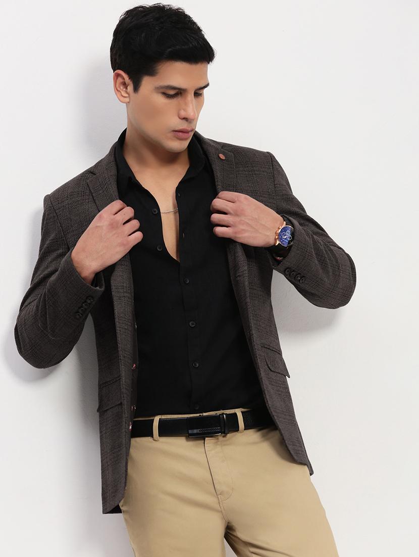 men lapel collar single breasted casual blazer - 21843177 - Zoom Image - 0