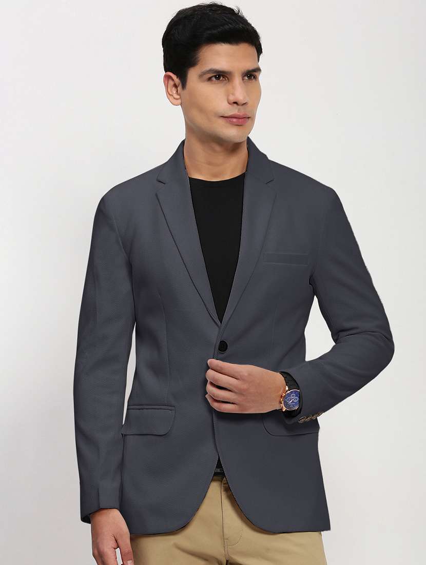men lapel collar single breasted casual blazer - 21843178 -  Standard Image - 1