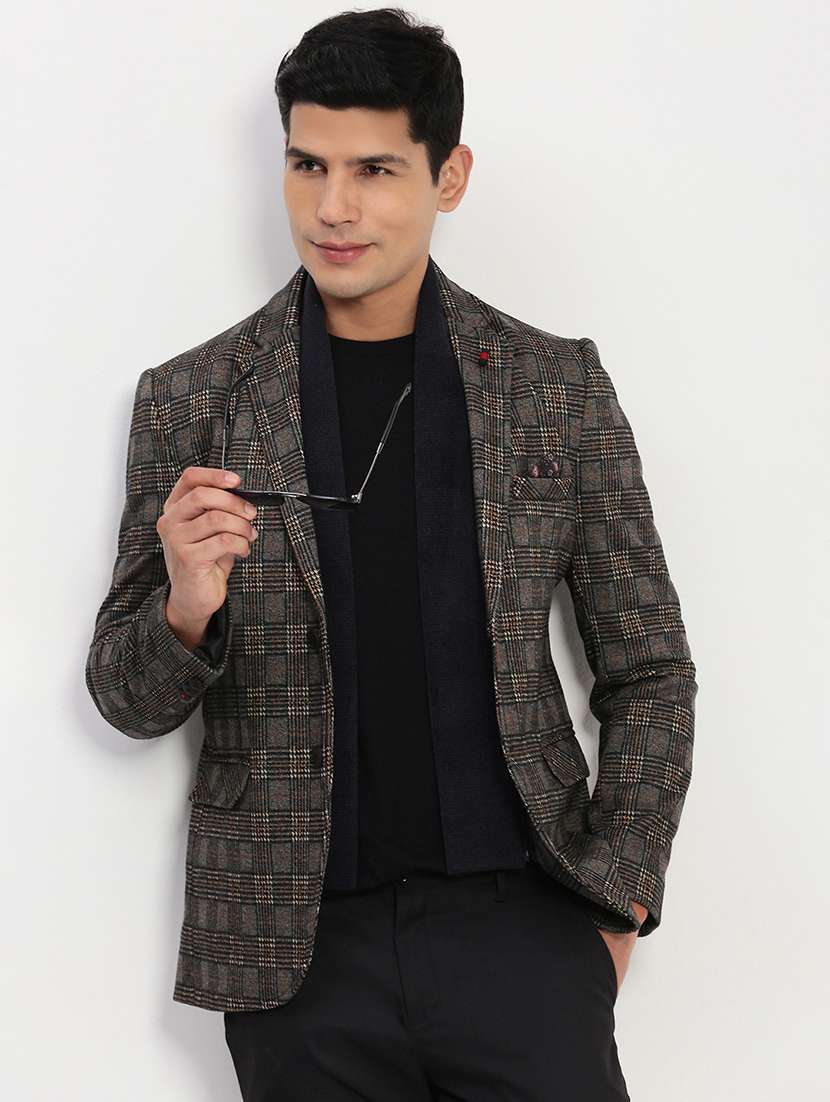 men lapel collar single breasted casual blazer
