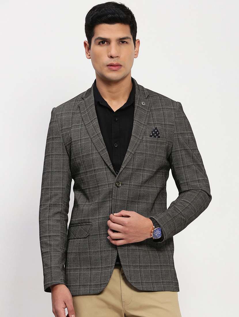 men lapel collar single breasted casual blazer - 21843184 - Standard Image - 1