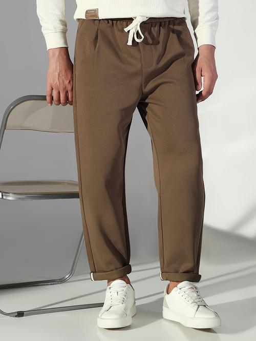 men solid low rise ankle length pleated trouser - 21843189 - Standard Image - 0