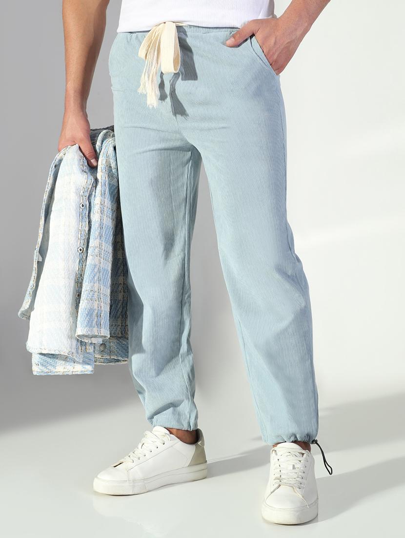 men light blue solid low rise jogger - 21843193 - Zoom Image - 0