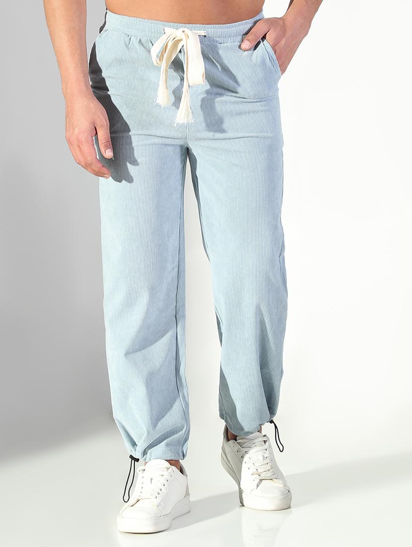 men light blue solid low rise jogger - 21843193 -  Standard Image - 1