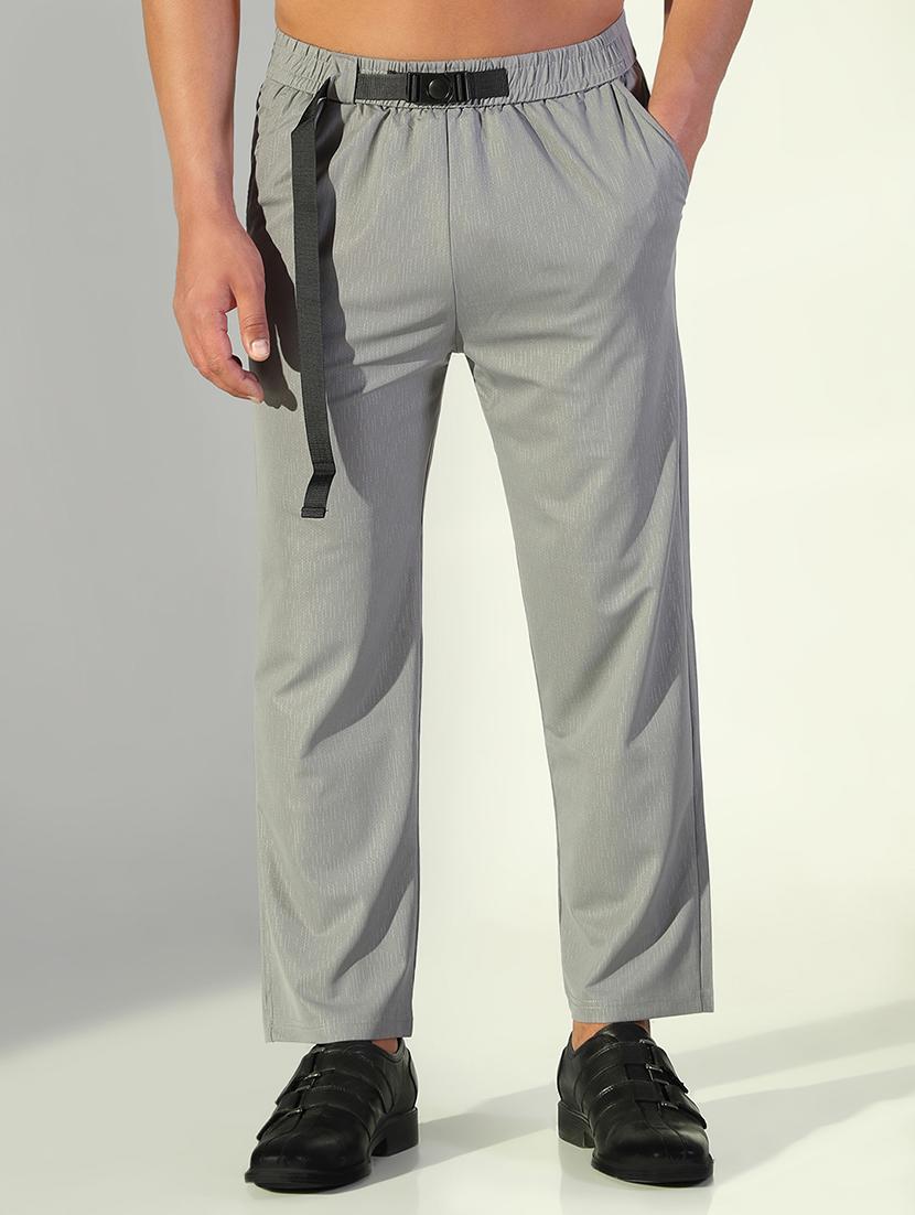 men solid low rise flat front casual trouser - 21843197 -  Standard Image - 1