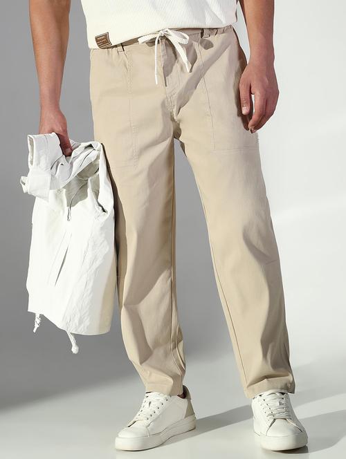 men solid low riseflat front casual trouser - 21843204 -  Standard Image - 0