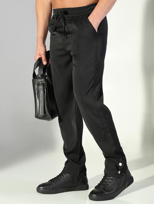 men solid low rise flat front casual trouser - 21843211 -  Standard Image - 0
