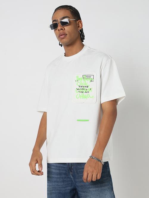 men placement print round neck oversized t-shirt - 21843256 - Standard Image - 0