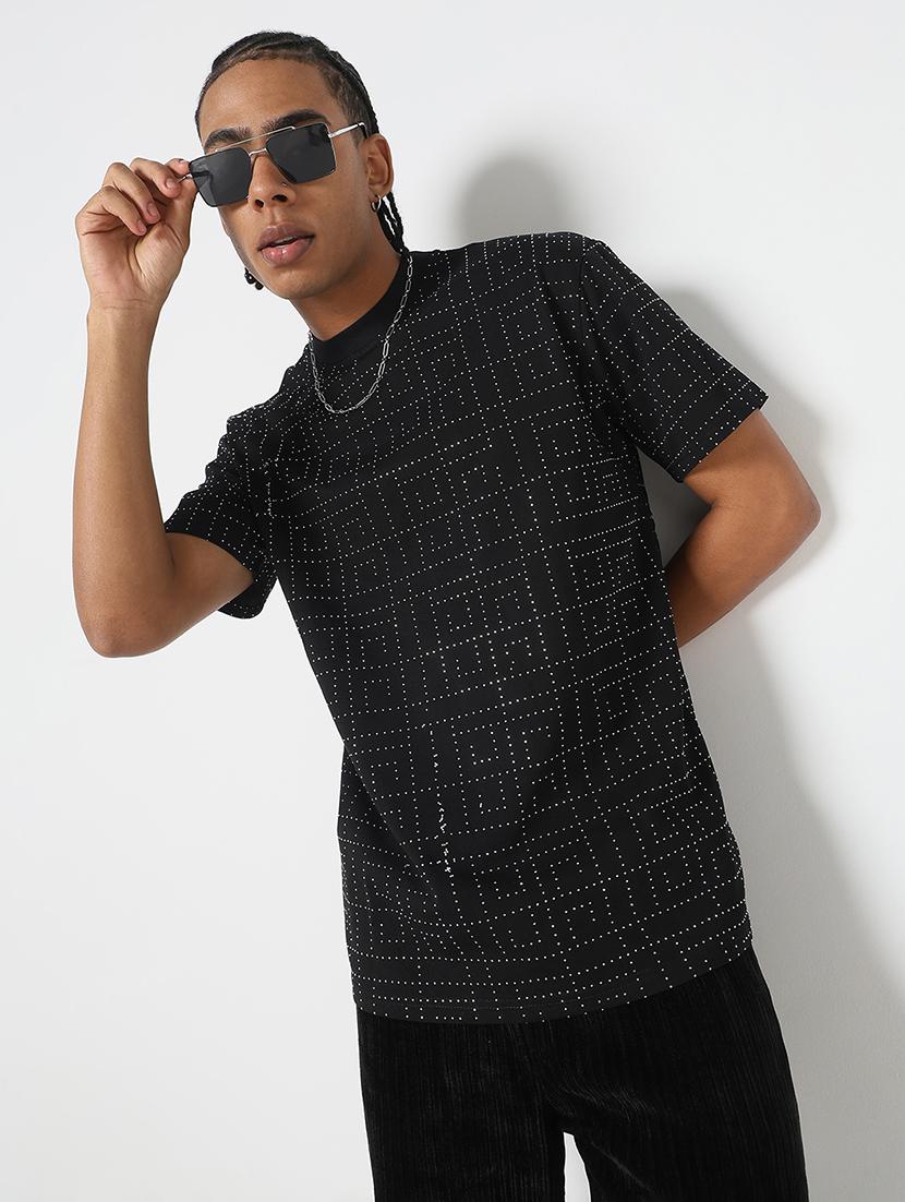men all over print round neck regular fit t-shirt