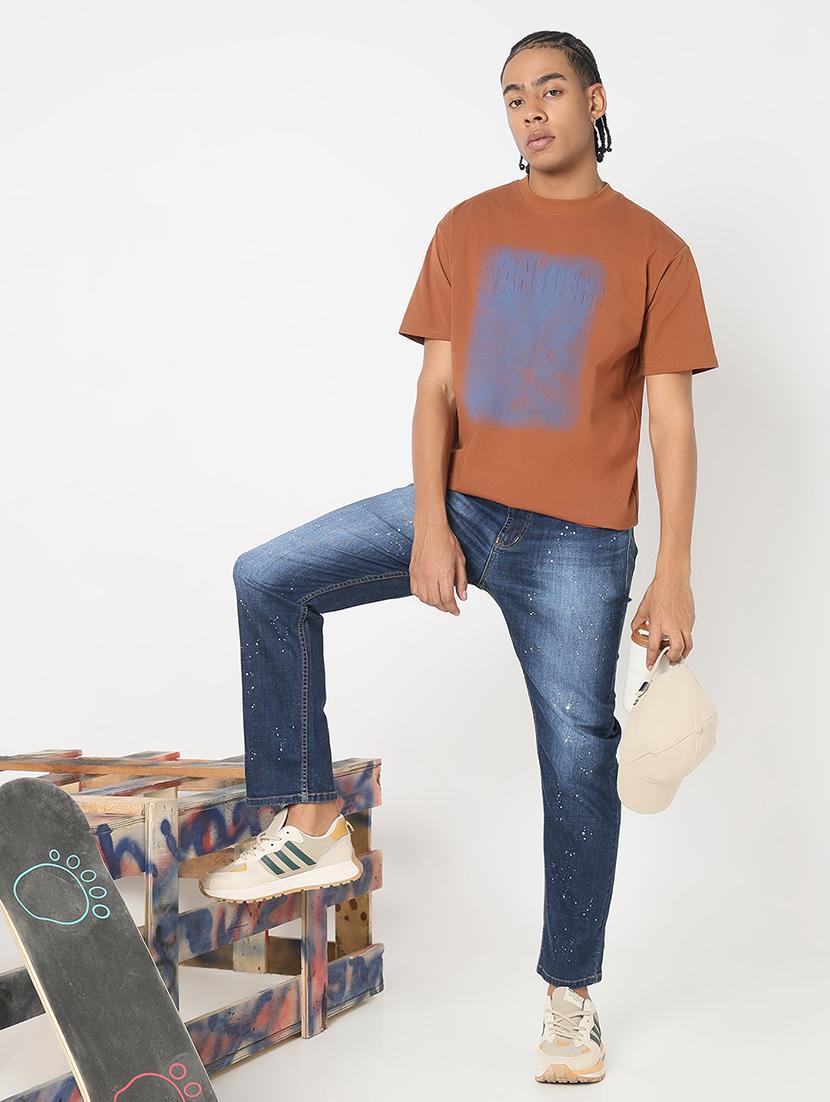 men front print round neck regular fit t-shirt - 21843292 - Standard Image - 4