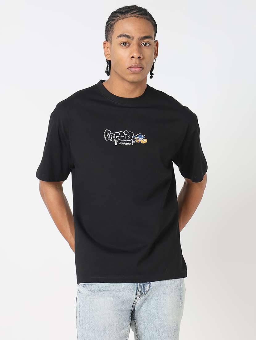 men front & back print round neck regular fit t-shirt - 21843301 -  Standard Image - 1