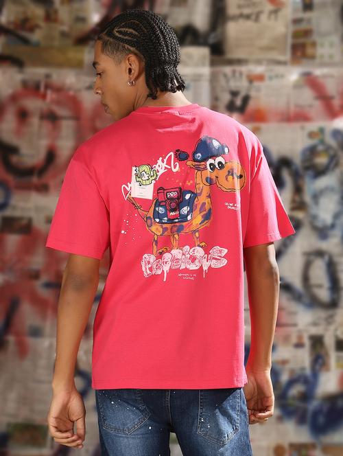 men front & back print round neck regular fit t-shirt - 21843302 - Standard Image - 0