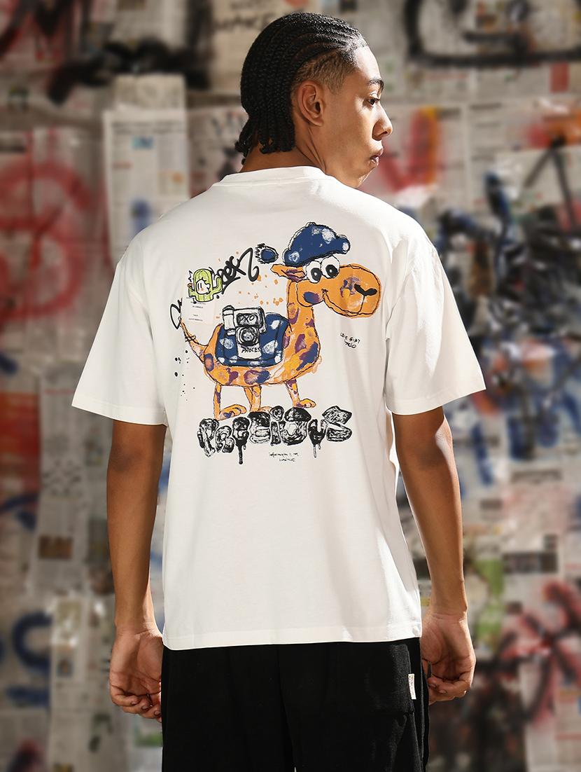 men front & back print round neck regular fit t-shirt - 21843303 -  Zoom Image - 0