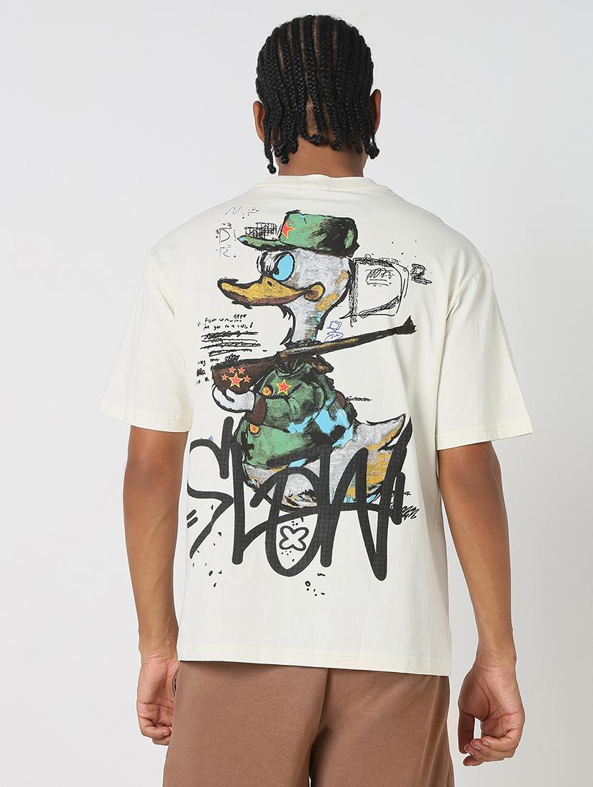 men front & back print round neck regular fit t-shirt - 21843305 -  Zoom Image - 0