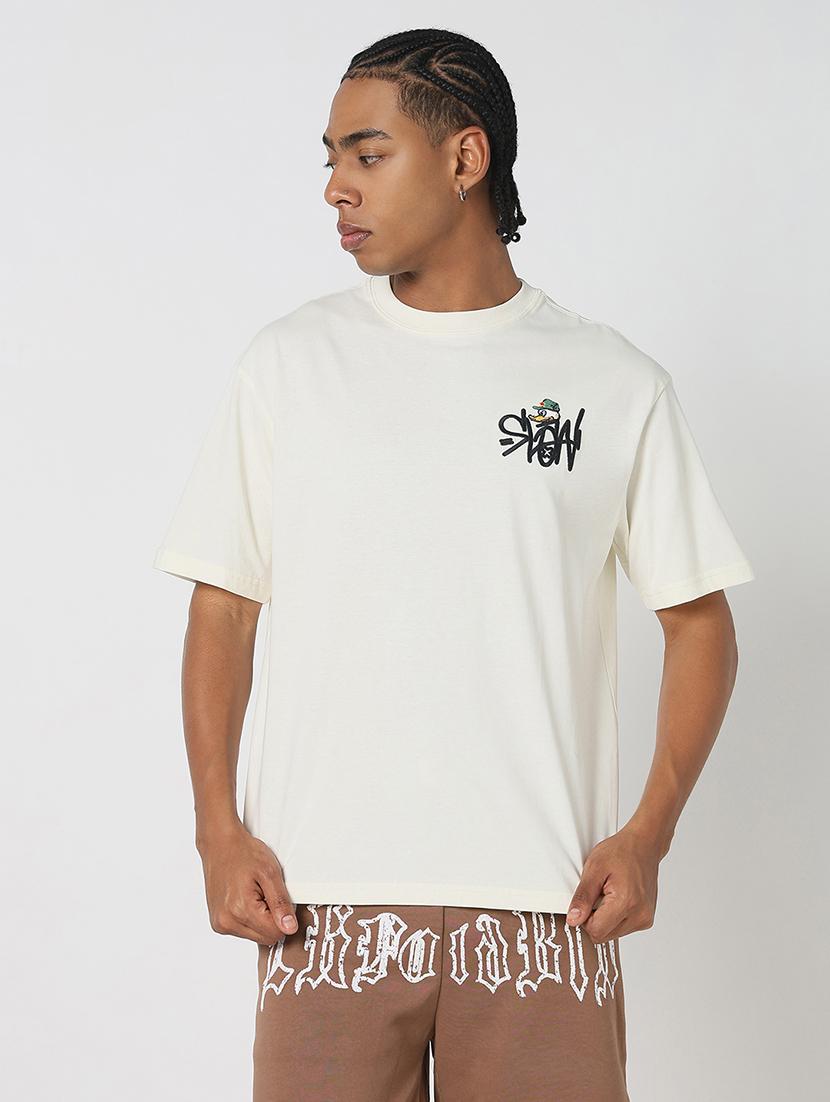 men front & back print round neck regular fit t-shirt - 21843305 -  Standard Image - 1