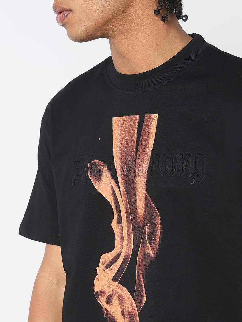 men front print round neck regular fit t-shirt - 21843313 -  Standard Image - 4