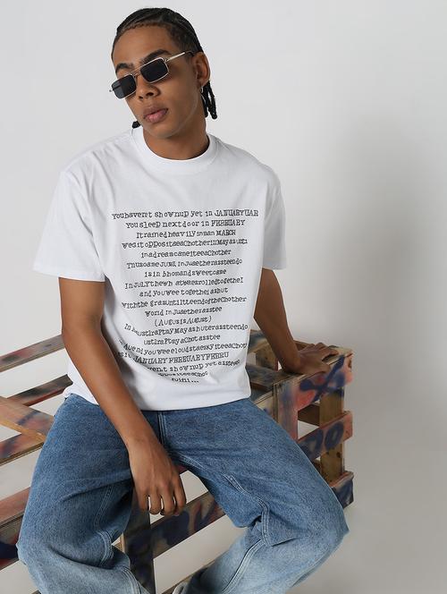 men front print round neck regular fit t-shirt - 21843317 - Standard Image - 0