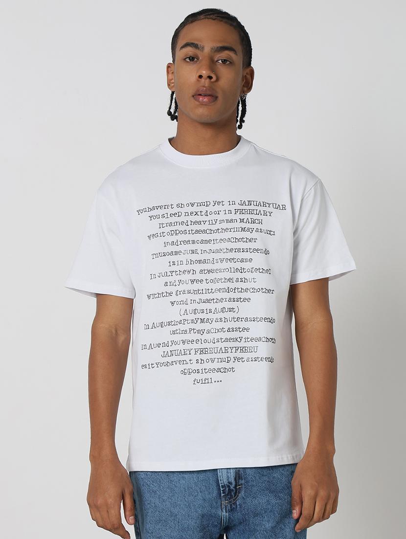 men front print round neck regular fit t-shirt - 21843317 - Standard Image - 1