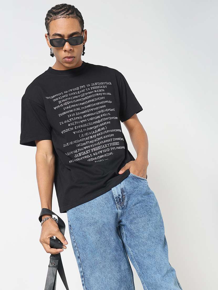 men front print round neck regular fit t-shirt
